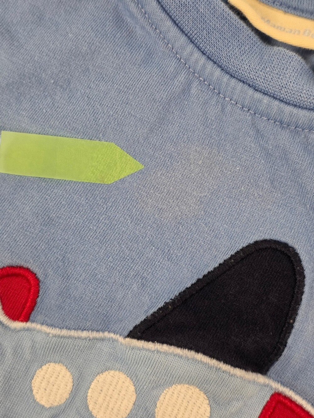 JoJo Maman Bébé Airplane Applique Long Sleeve Shirt Blue 6-12M Cotton European - Picture 5 of 9